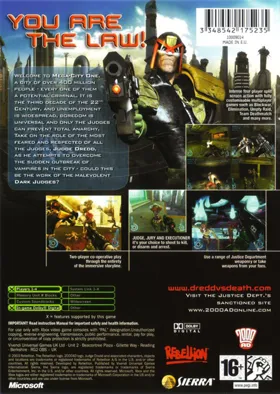 Judge Dredd Dredd vs Death (USA) box cover back